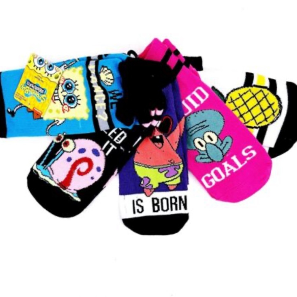 🆕 Nickelodeon Spongebob Patrick Squidward Socks 5 pairs